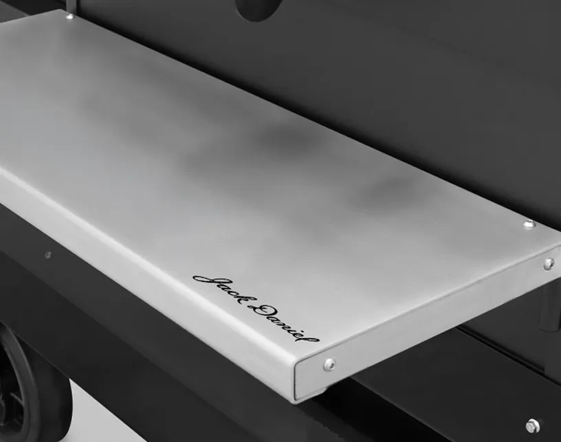 Custom laser-engraved stainless front shelf