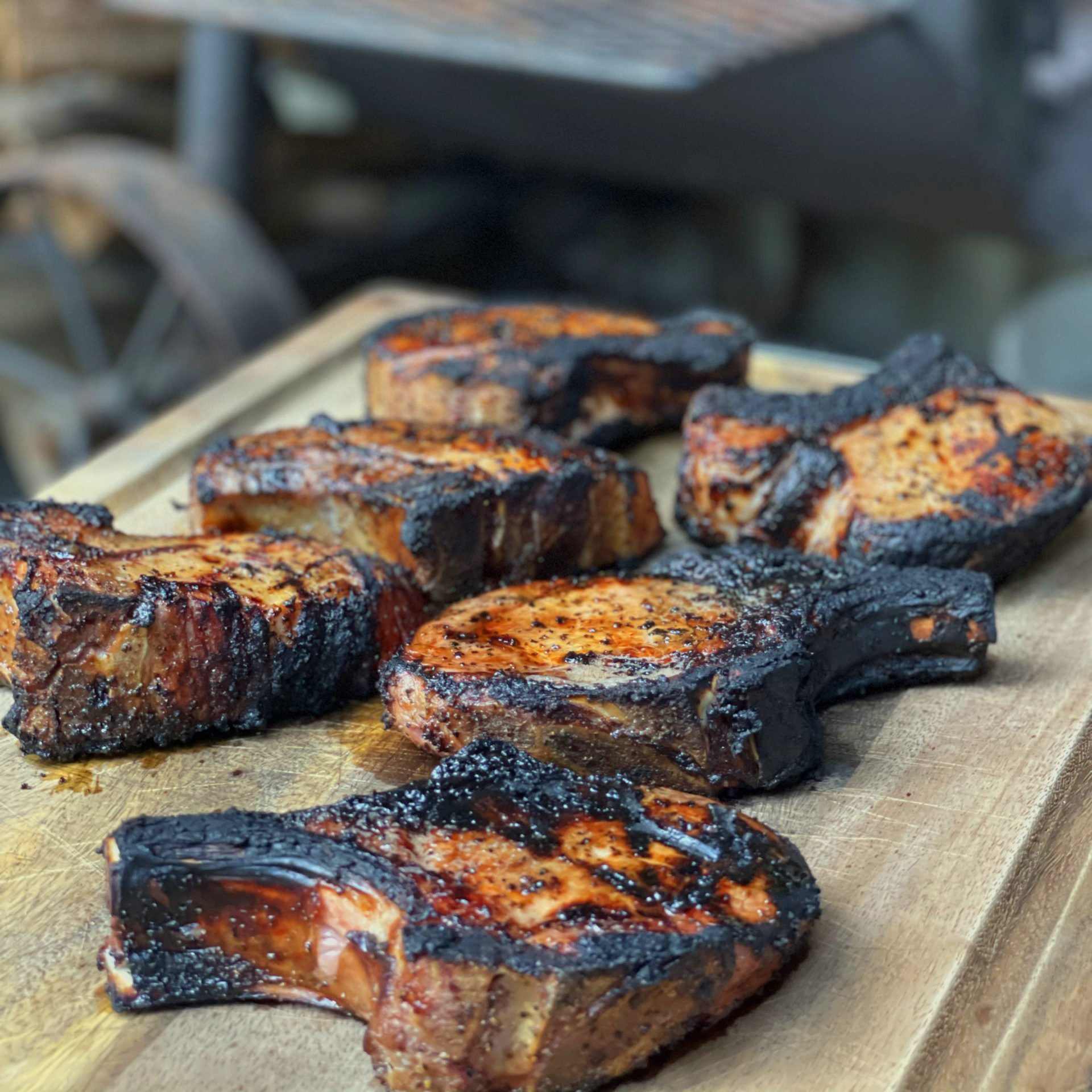 Grilled pork chops on the Yoder Smokers Loaded Wichita