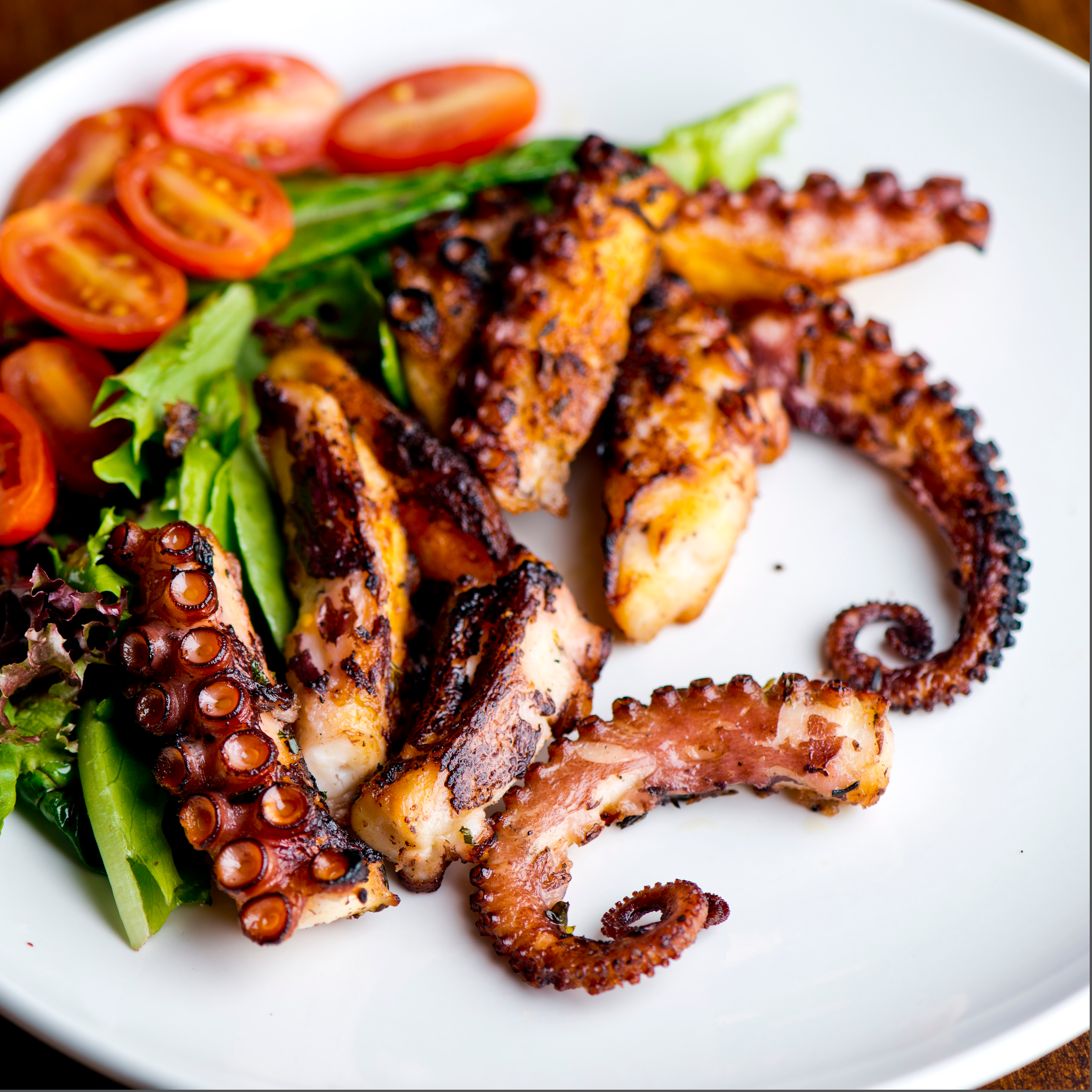 Grilled octopus on the Yoder