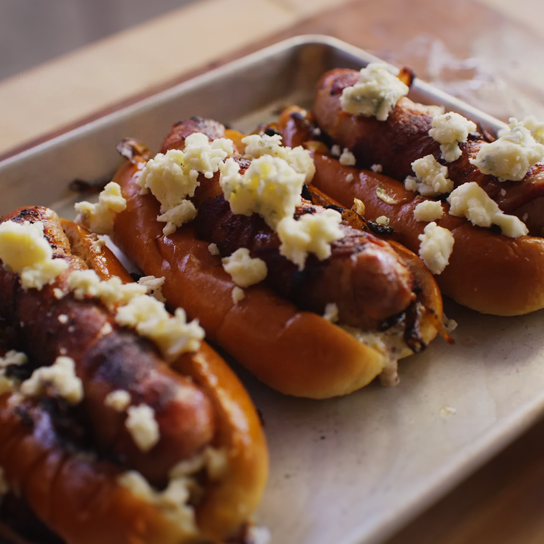 Bacon Wrapped Hot Dogs on the Yoder