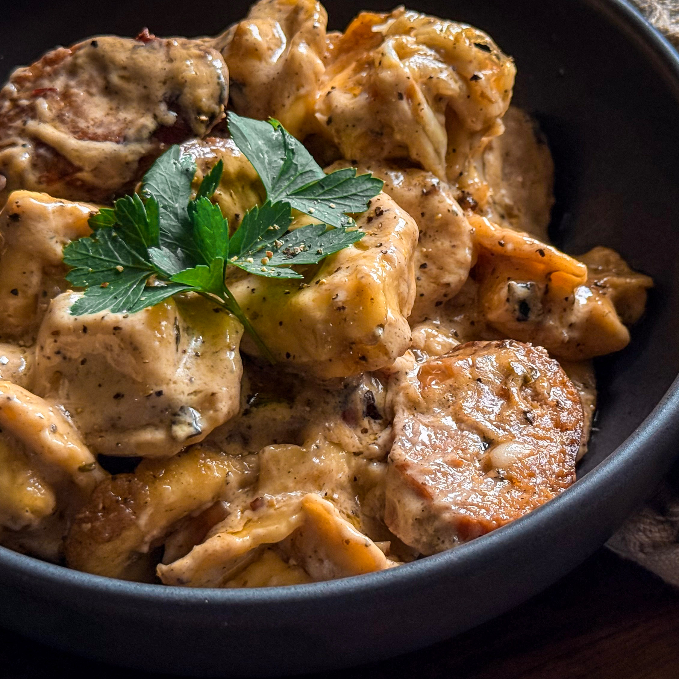 Smoked Cajun Sausage Tortellini Alfredo recipe